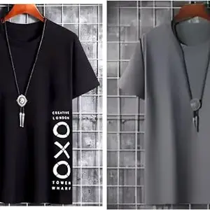 Printed Men Black, Grey T-Shirt OXO (Grey/Black)_M