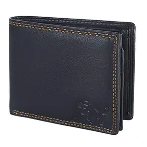 WILDBUFF Brown RFID Protected Men's Leather Wallet (Black)