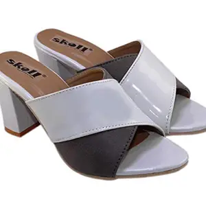 SKOLL Women Block Heel Mules Grey