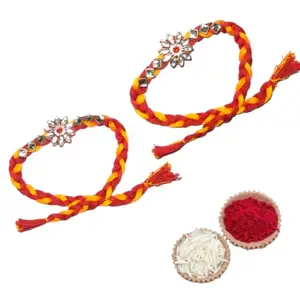 Handemade Moli Dora Rakhi Pair Of 2 For Men & Women,With Roli Chawal,Nari art&crafts