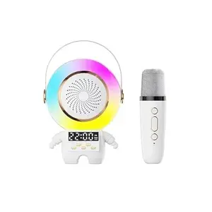 TECH LOGO ELECTRONICS Astronaut Karaoke Machine for Kids Adults, Mini Portable Blue-Tooth Karaoke Speaker Portable Bluetooth Wireless Speaker with 2 Wireless Mic