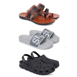 Men's Sandals | Lightweight Wear| Stylish & Easy to Wear For Men's PCV-SAN-(3-COMBO)-3151-1589-3058-6