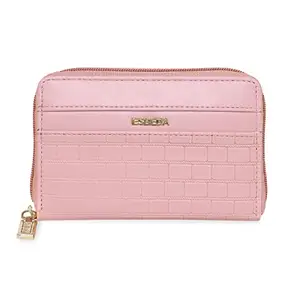 ESBEDA Baby Pink Color Brick Embossed Pattern Wallet for Women