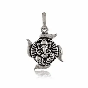 NEMICHAND JEWELS Sterling Silver swastik Ganpati Ganesh Pendant Locket/Pendant For Men, Women & Boys Girls (G28)