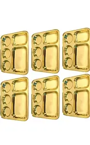 JSRBB Brass Food Plate Five in One Plate (Gold) (Size: 36x27x3) (6)