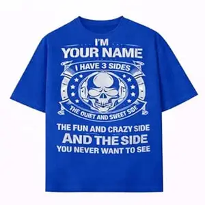 Crafted Signature Pure Cotton Graphic Print Round Neck Half Sleeves Regular Fit Unisex T-Shirt Featuring Viking Warrior Design “Never Underestimate The Power Your Name” _(01-TS-3 Side)