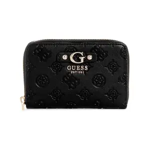GUESS Black Printed Gerty Medium Zip Around Wallet