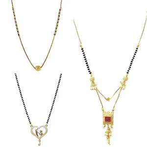 SONI DESIGNS Attractive Gold Plated Mangalsutra Pendant Combo for Women (new combo no 134)