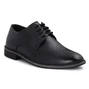 marching toes Men's Black Wingtip Brogues Formal Shoes