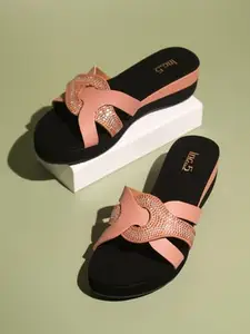 Inc.5 Women Peach Embellished Party Wedge Heels
