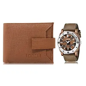 LOREM LOREM Combo of Men Watch & Artificial Leather Wallet-FZ-WL10-LR53