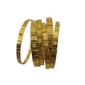 MEHAK CURATORS Fashion Set Of 6 Latest Traditional Design One Gram Gold Plated Brass Bangle for Women (Golden) (2.10)