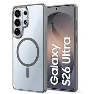 DIZORO Compatible with Samsung S26 Ultra Case,Compatible with MagSafe, Non Yellow Military-Grade Drop Protection & Hard PC Back Cover Transparent Anti-Scratch Shockproof Phone Case (Titanium)