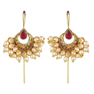 VFJ VIGHNAHARTA FASHION JEWELLERY Vighnaharta Sizzling Glittering CZ ear cuff Red pearl for Women and Girls[VFJ2746ERG-RED]