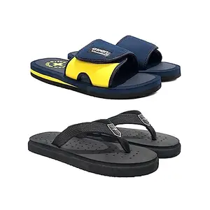 ASIAN Men's Slipper Combo Pack of 2 Daily Used Flip-Flop & Slippers | Lightweight With Multicolor Design Chappals For Men's & Boy's