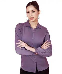 Fbella Women Lavender Silk Shirt (Large)