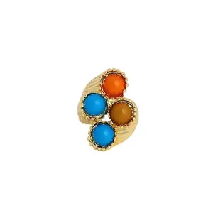 SOHI Women's The Regalis Statement Ring For Casual Wear | California Gold Colour | Alloy Material | Adjustable Closure | Artificial Stone Ring| Fashion Statement Ring For Women & Girls