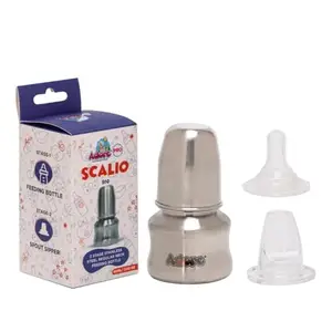 Adore SCALIO 2-Stage Stainless Steel Feeding Bottle with Preemie Teat and Spout Sipper (60ml)
