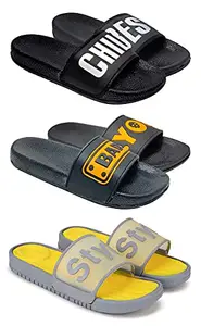 Axter Axter Multicolor Men's Casual Stylish Slides Slippers 6 UK (Set of 3 Pair) (3)-1701-1720-1723