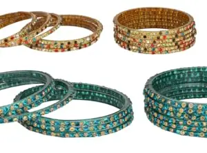 Somil Combo Of Wedding & Party Colorful Glass Kada/Bangle, Pack Of 24, Multicolor & Radium