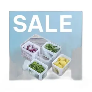 Fridge Storage Organizer Box Set for Vegetable | Drain Cup 4 in 1 Grid Removable Fridge Storage Boxes for Chopped Vegetables |Design - 550 Food Storage Containers