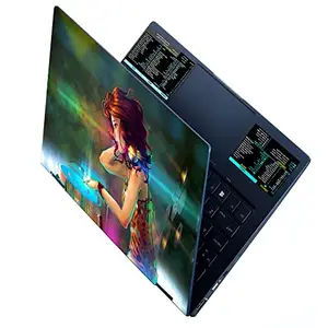 Techfit Laptop Skin, Windows + Word/Excel (for PC/Windows) Quick Reference Guide Keyboard Shortcut Stickers, Training Aid Cheat Sheet, No-Residue Vinyl, Compatible for Windows Laptop - Dj Girl