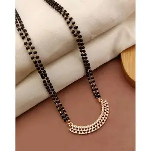 Generic Gold German Silver Multiple Strand Mangalsutra for Women | Cubic Zirconia/American Diamond | 18 in | 18 in_Mang_s_3gnnro