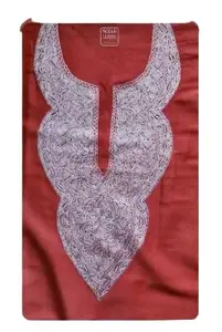 Pink Kashmiri Aari Work Cotton Silk Two Piece Unstitched Suit Set