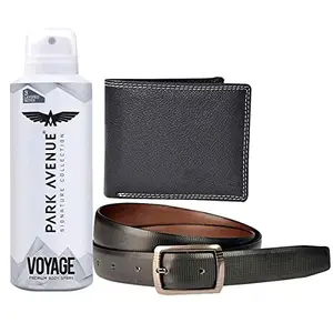 Saugat Traders Gift for Dad - Useful Gift Set of Belt with Wallet and Deodorant - Best Gift for Fathers Day - Father Birthday