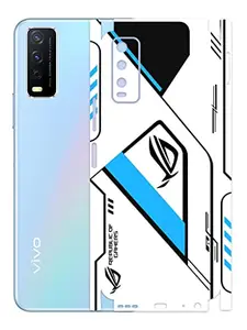 AtOdds - Vivo Y12s Mobile Back Skin Rear Screen Guard Protector Film Wrap (Coverage - Back+Camera+Sides) (Rog Blue)
