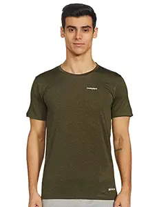 Charged Active-001 Camo Jacquard Round Neck Sports T-Shirt Red Size Large And Charged Brisk-002 Melange Round Neck Sports T-Shirt Olive Size Large