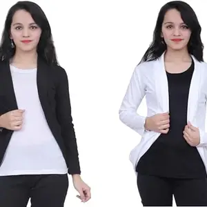 Comfy Women's Shrug ? Perfect for Office, Casual RG-Shrug-Black&White-Combo-L