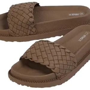 Max Women Braided Strap Wash & Wear Sliders, Tan 38