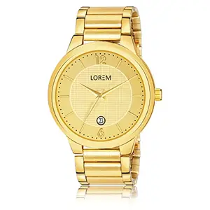 LOREM Gold Date Function Casual Analog Watch for Men LR137-MC
