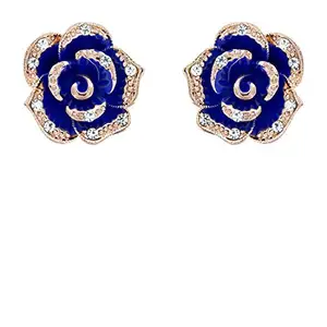 YouBella Jewellery Gold Plated Crystal Earrings for Girls and Women (DARK BLUE)
