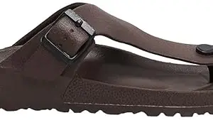 Max Men Solid Slip-On Sandal,DARK BROWN,40