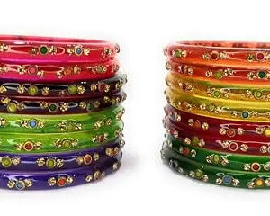 SBS(2.2 size) Multicolor Seep plastic Bangles set for women and girls (D-1)