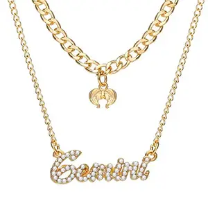 Jewels Galaxy Jewellery For Women Gold Plated Astrological Gemini Layered Necklace (CT-NCK-44246)