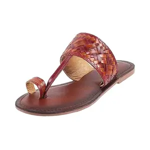 Mochi Women Tan Kolhapuri Leather Chappal UK/5 EU/38 (32-555)