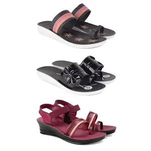 Women's Comfortable Sandal,Casual Lightweight Sandal for Everyday Wear | PCR-(3-COMBO)-1992-1989-1962-7