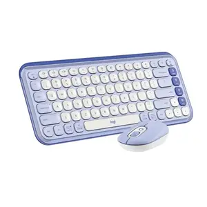 (Refurbished) Logitech POP ICON Combo, Bluetooth Keyboard and Mouse Combo, Comfortable Typing, programmable Keys and Buttons, Quiet clicks, Easy-Switch up to 3 Devices - Lilac