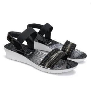 ZENWEAR Ultrasoft Casual wear with Flexibility Tech for Women's & Girl's (1931-BLACK)(Sandal)