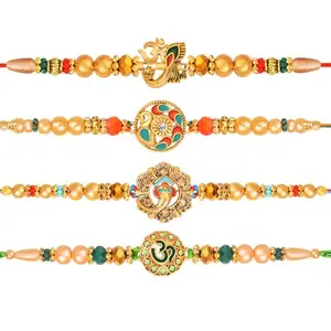 De Marquis 4 Rakhi Combo Set for Brother | Rakshasutra Combo Set of 4 for brother/bhai/bhaiya/bhabhi/sister/kids, Happy Rakshabandhan (Pack of 4 Rakhi)