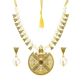 Jewels Galaxy Brilliant Beaded Antique Delicate Necklace Set for Women/Girls (CT-NCK-44046)