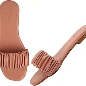 Shoetopia Girls Peach Stylish Trending Flats-EU36