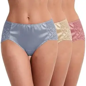 ELEG & STILANCE Women's Lace Full Coverage High Waist Panty, Soft Stretch Breathable Seamless Hipster Brief for Daily Comfort