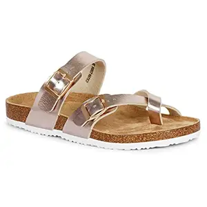 MOZAFIA WOMEN VOGUE EVA SOLE SANDALS | SUEDE FOOTBED LINING |TWO STRAPS ADJUSTABLE METAL PIN BUCKLE (CHAMPAGNE)