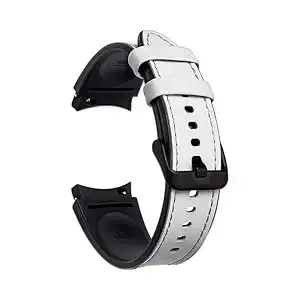 Leather Silicone Strap Watch Band for Samsung Galaxy Watch 40/44mm White