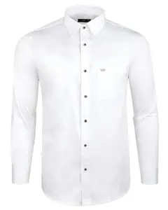 FRENCH CROWN Bright White Subtle Sheen Super Soft Blue Button Premium Cotton Shirt