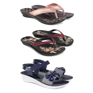 Women's Comfortable Sandal,Casual Lightweight Sandal for Everyday Wear | (COMBO-3)-1956-O18-1972-8